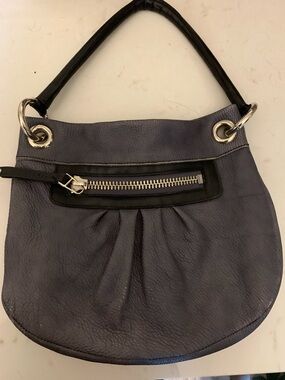 Vintage Roots Custom Colour Olivia Hobo Shoulder Bag - Grey with Black Trim